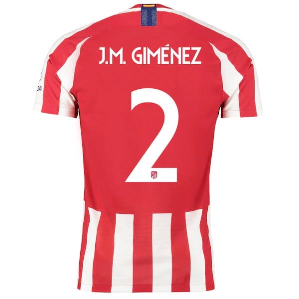 Tailandia Camiseta Atlético De Madrid NO.2 J.M.Giménez Replica Primera Ropa 2019/20 Rojo